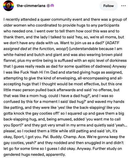 Gendered hugs rule